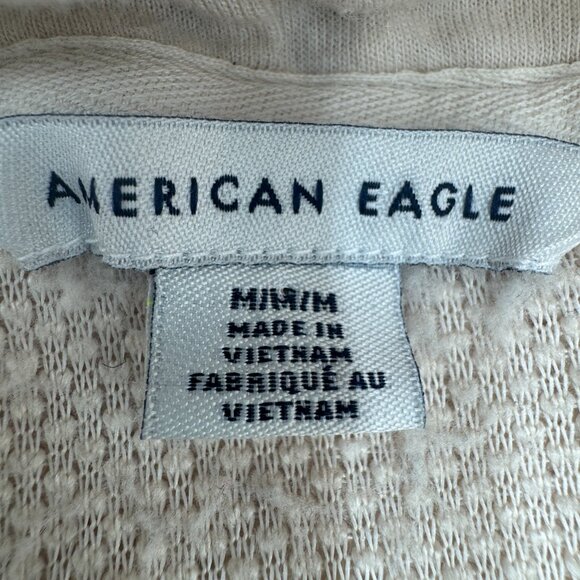 American Eagle Women's Cream Pullover Hoodie Sherpa Size Medium - Picture 5 of 10